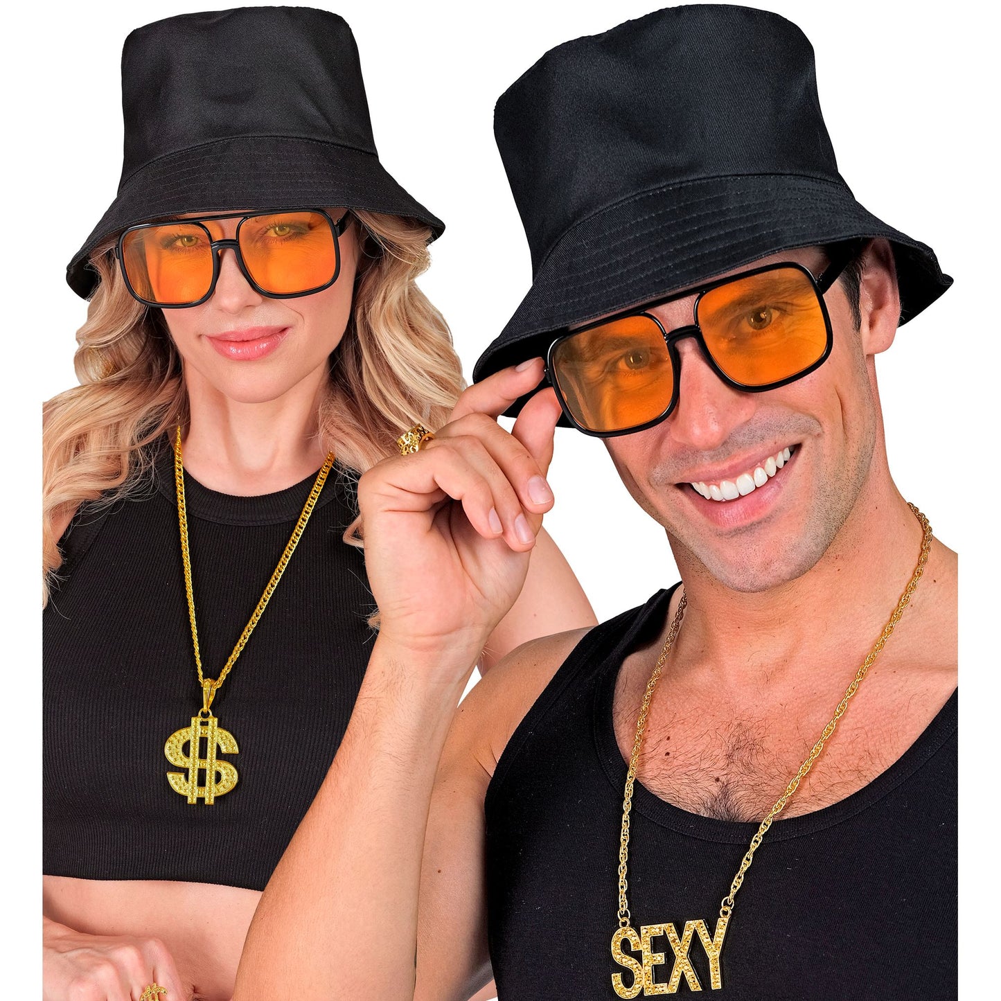 "90er JAHRE HIP HOP BRILLE MIT ORANGENEN GLÄSERN" – Ansicht 3