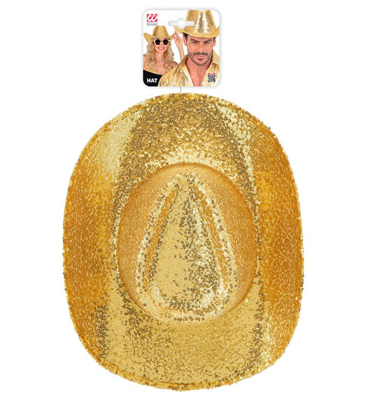 Goldener Cowboy Hut mit Pailletten als Fasnacht-Accessoire