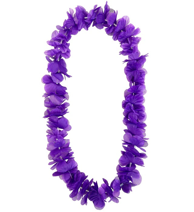 Violette Hawaii-Kette aus farbigen Kunststoffblüten als Fasnacht-Accessoire