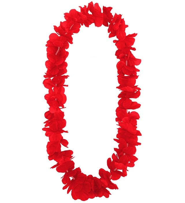 Rote Hawaii-Kette aus Kunststoffblüten für Fasnacht und Karneval