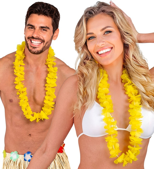 Gelbe Hawaii-Kette aus Kunststoffblüten als Fasnacht-Accessoire