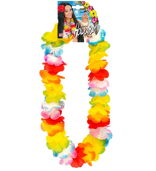 Bunte Hawaiikette mit farbigen Blumen für Fasnacht und Karneval