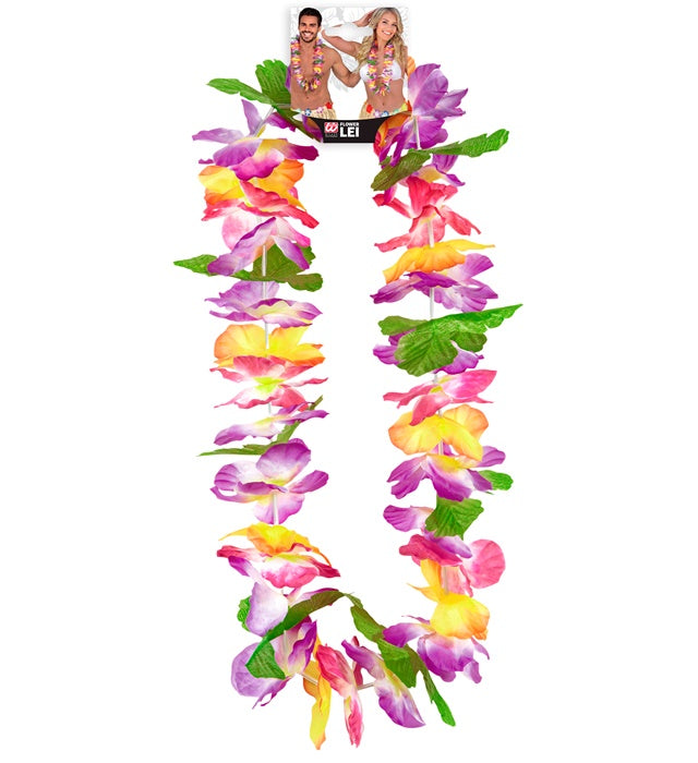 Bunte Hawaii Blumenkette als tropisches Fasnacht-Accessoire