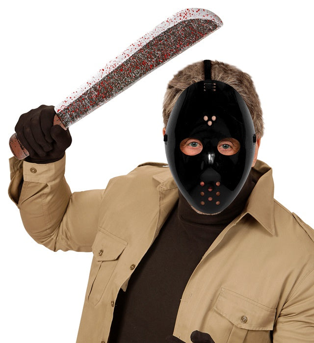 Schwarze Hockey Maske als Accessoire für Fasnacht und Halloween