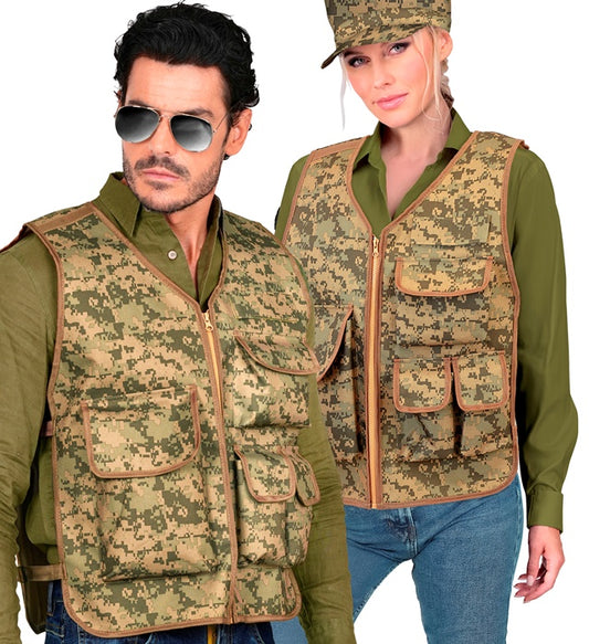 Taktische Camouflage Einsatzweste mit mehreren Taschen für Fasnacht und Outdoor