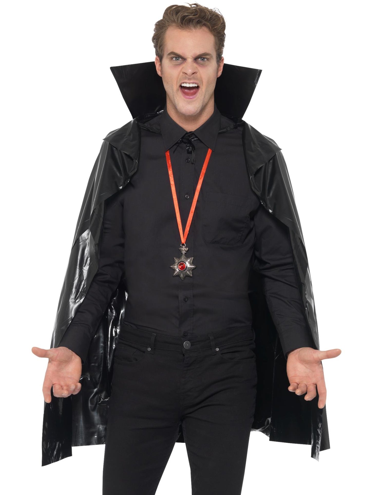 Smiffys PVC Vampire Cape, Black für Unisex