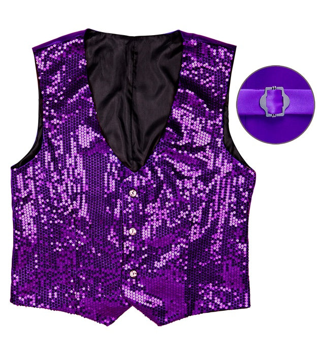 Violette Paillettenweste für Herren mit glänzenden Pailletten