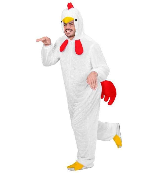 Lustiger Huhn-Overall mit Kapuze als Fasnachtskostüm