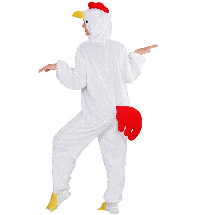 Lustiger Huhn-Overall mit Kapuze als Fasnachtskostüm