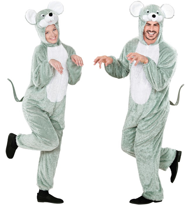 Maus-Overall mit Kapuze – Ganzkörperkostüm mit Mäuseohren für Fasnacht