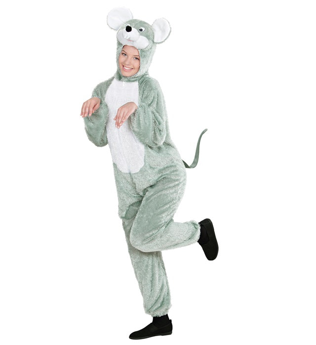 Maus-Overall mit Kapuze – Ganzkörperkostüm mit Mäuseohren für Fasnacht