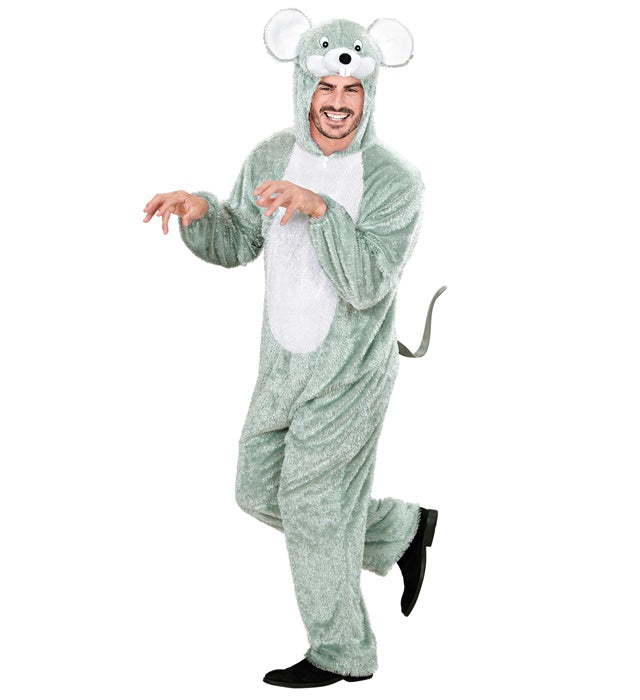 Maus-Overall mit Kapuze – Ganzkörperkostüm mit Mäuseohren für Fasnacht
