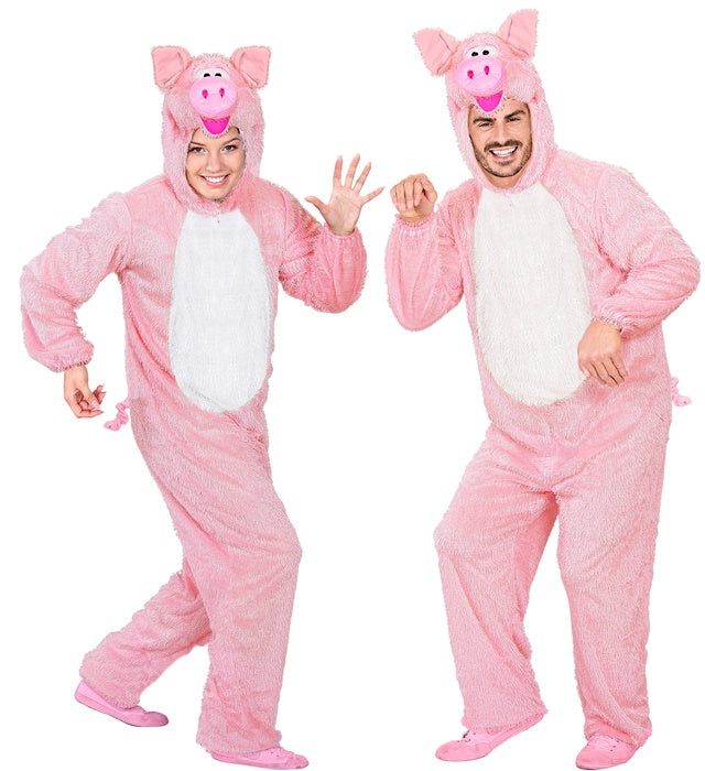 Fasnacht Kostüm Schwein-Overall mit Kapuze und Ohren
