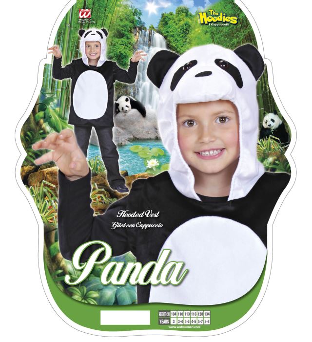 Kuschelige Panda-Weste mit Kapuze für Fasnacht und Karneval