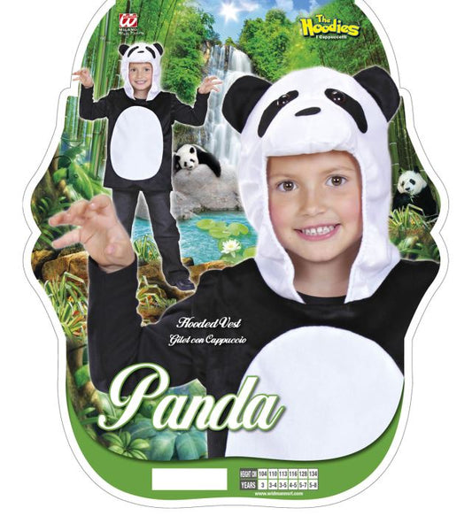 Kuschelige Panda-Weste mit Kapuze für Fasnacht und Karneval