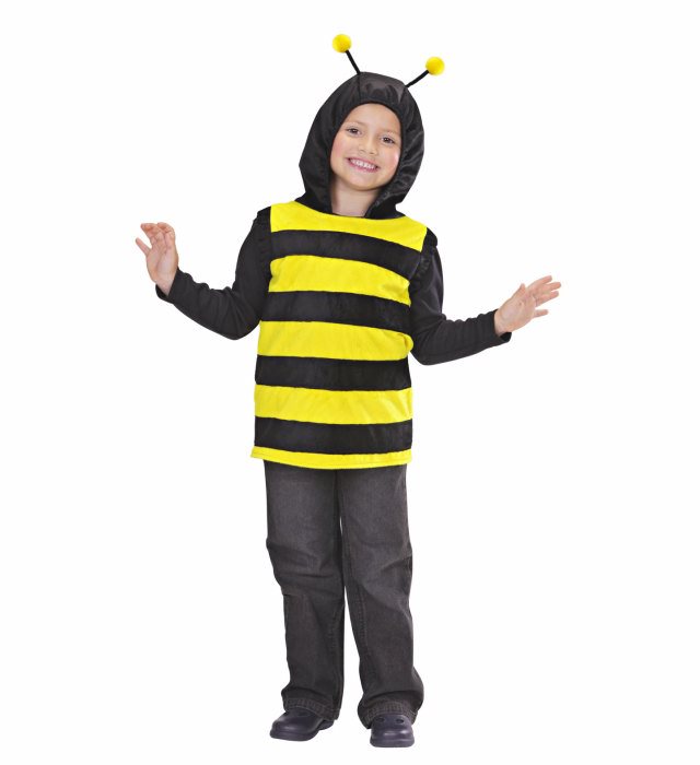 Weste mit Kapuze im Bienen-Design schwarz-gelb für Fasnacht und Karneval