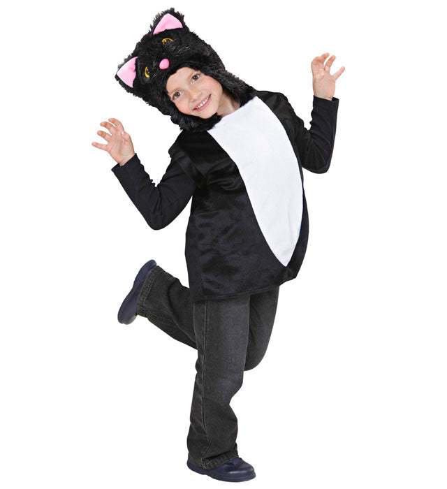 Katzenweste mit Kapuze in schwarz mit Katzenohren für Fasnacht
