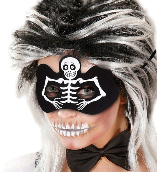 Halbmaske Skelett mit realistischem Schädel-Design als Kostümzubehör