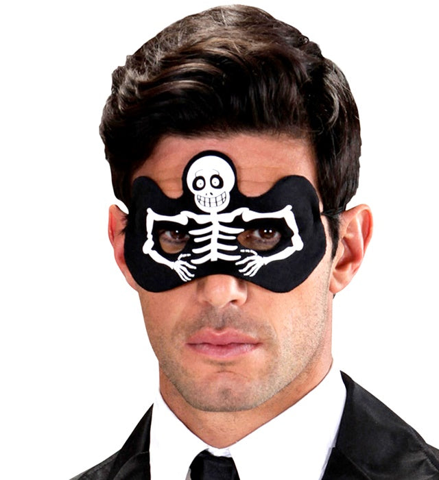 Halbmaske Skelett mit realistischem Schädel-Design als Kostümzubehör
