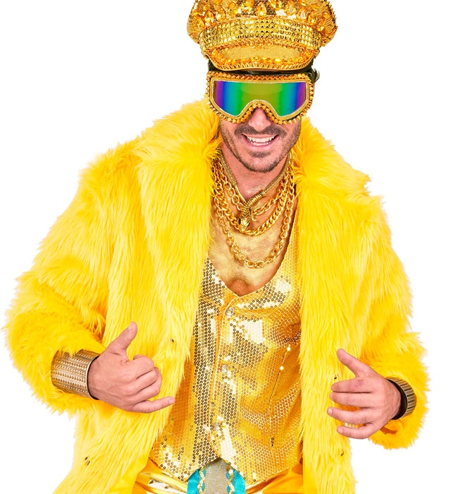 Goldene Paillettenweste für Herren auf weißem Hintergrund
