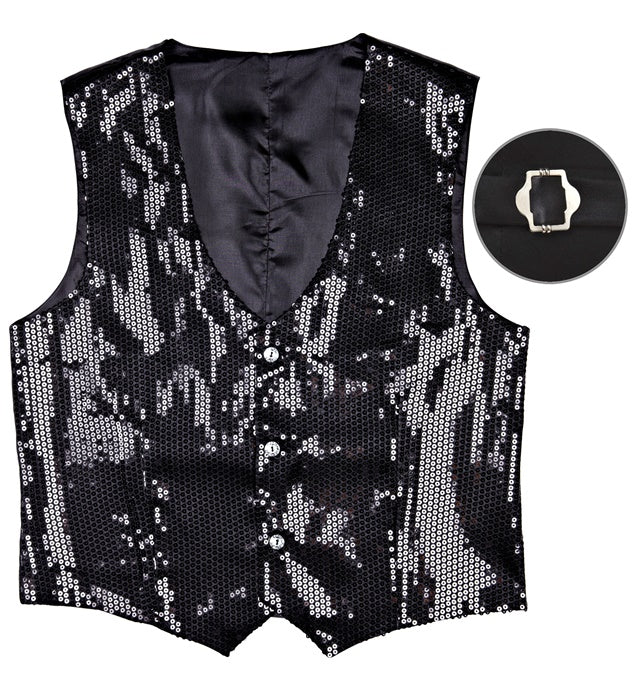 Schwarze Paillettenweste für Herren mit glänzendem Design