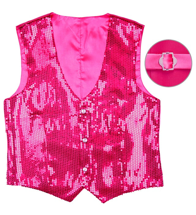 Pinke Paillettenweste für Herren im Fasnacht-Style