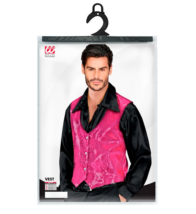Pinke Paillettenweste für Herren im Fasnacht-Style