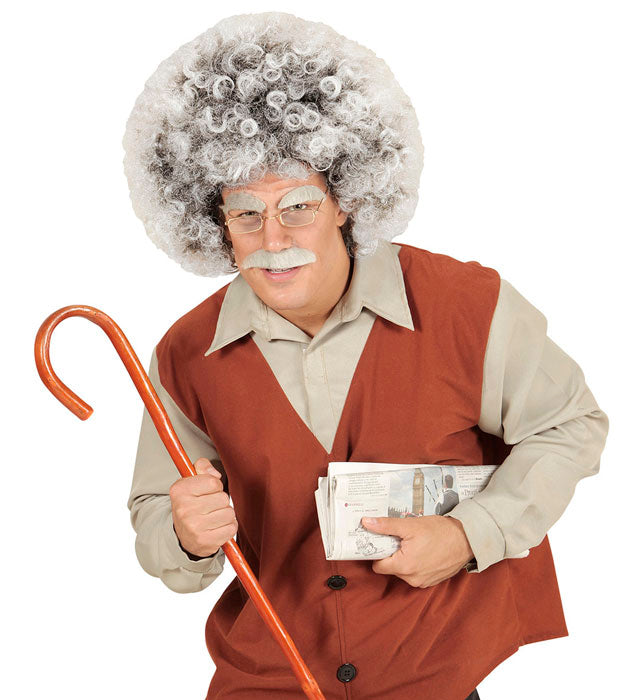 Perücke Alter Mann mit zerzaustem grauem Haar für Fasnacht und Mottoparty