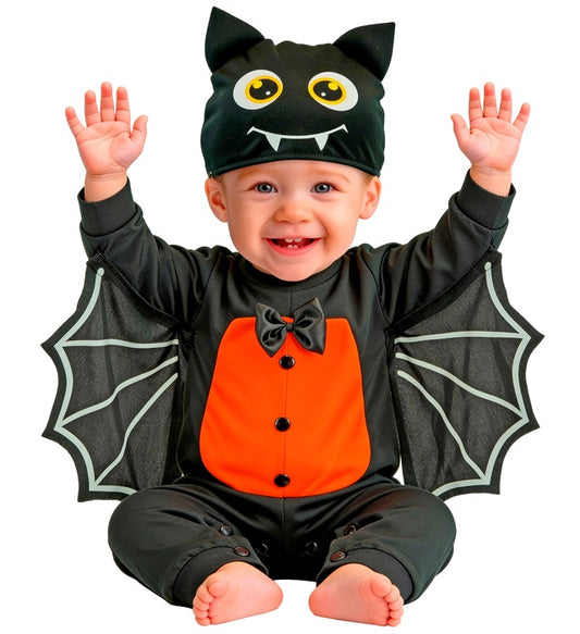 Fledermaus-Kostüm bestehend aus Overall, Flügeln und Kopfbedeckung für Fasnacht und Karneval