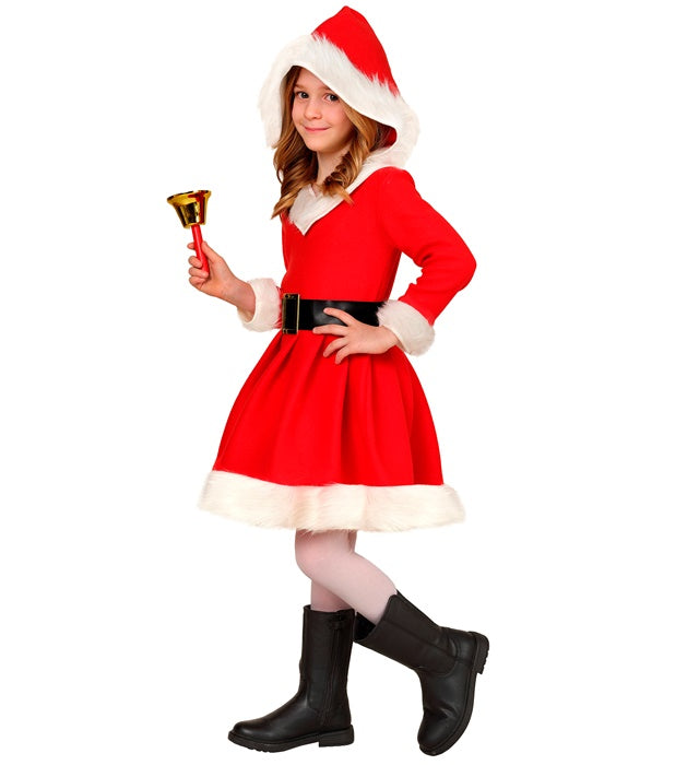 Miss Santa rotes Kleid mit Kapuze und Gürtel für Fasnacht und Weihnachtsfeiern