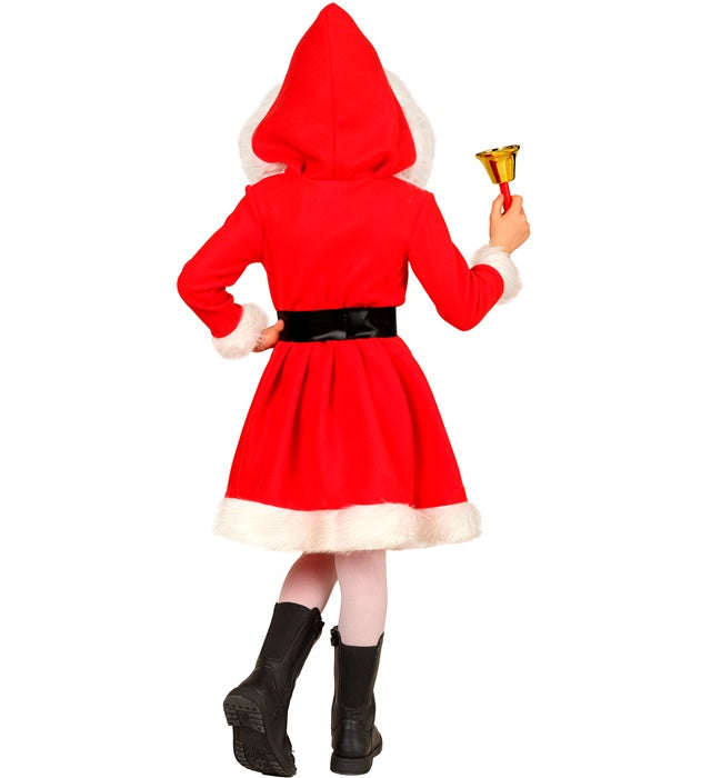Miss Santa rotes Kleid mit Kapuze und Gürtel für Fasnacht und Weihnachtsfeiern