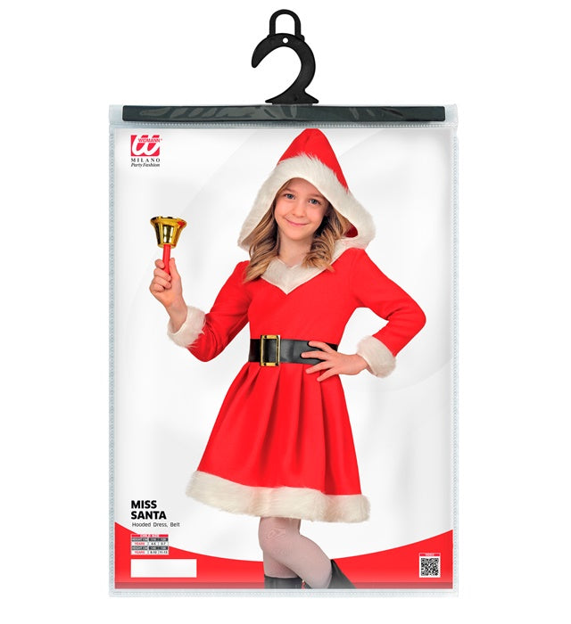Miss Santa rotes Kleid mit Kapuze und Gürtel für Fasnacht und Weihnachtsfeiern