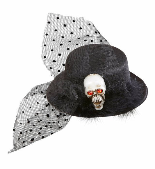 Mini-Zylinder mit Totenkopf als Halloween- und Fasnachtsaccessoire