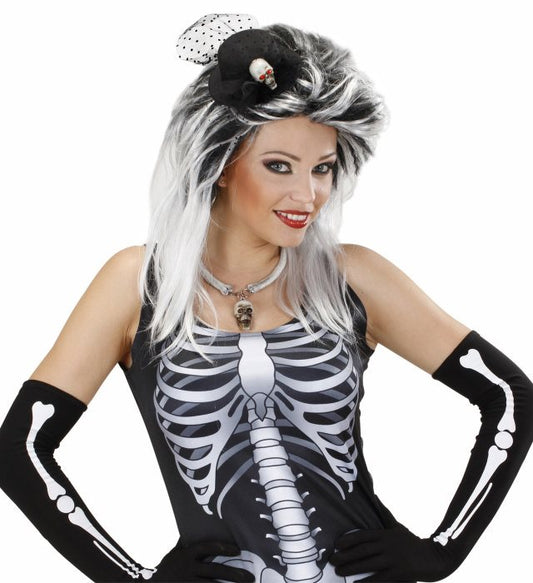 Mini-Zylinder mit Totenkopf als Halloween- und Fasnachtsaccessoire