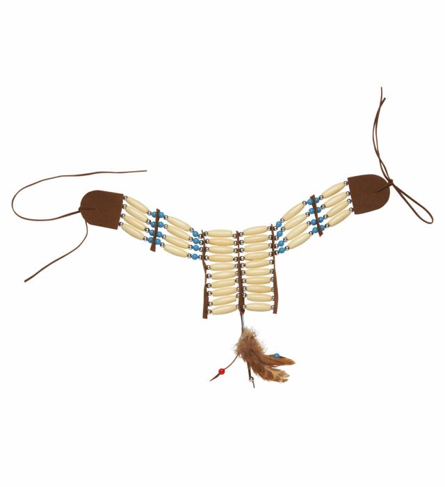 Indianer Halsband mit bunten Federn und Perlen für Fasnacht Kostüm