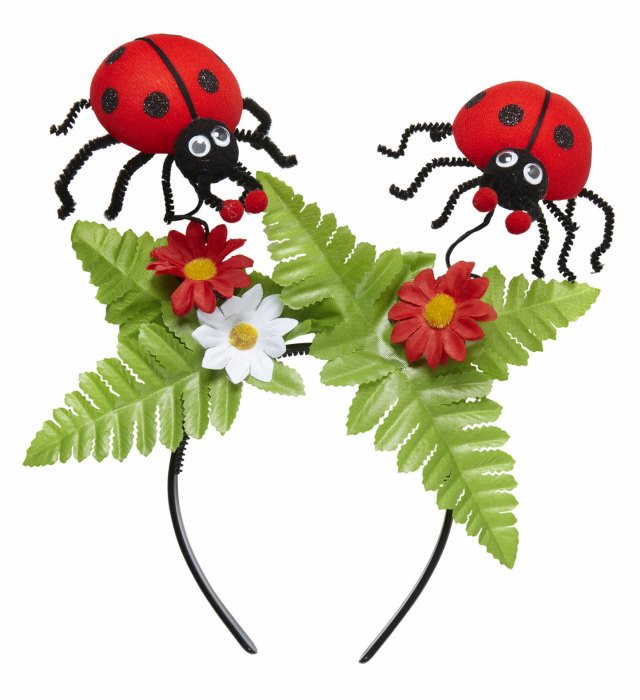 Haareif mit Marienkäfer-Motiv und Blumen als Fasnachts-Accessoire