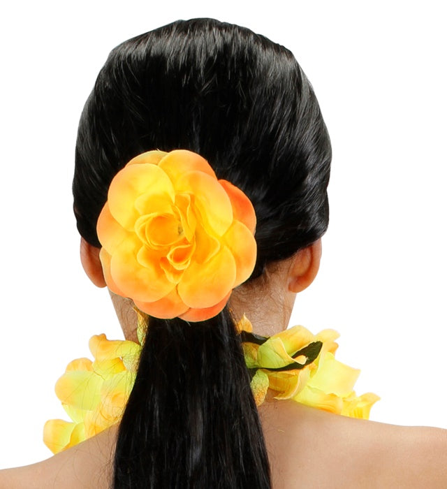 Haargummi mit gelber Blume als farbenfrohes Fasnacht-Accessoire