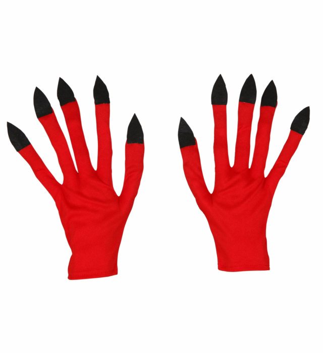 Rote Teufel Handschuhe als Halloween- und Fasnachtskostümzubehör