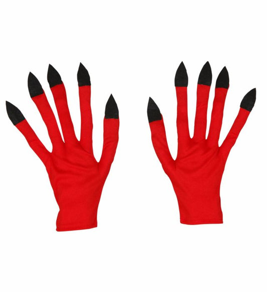 Rote Teufel Handschuhe als Halloween- und Fasnachtskostümzubehör