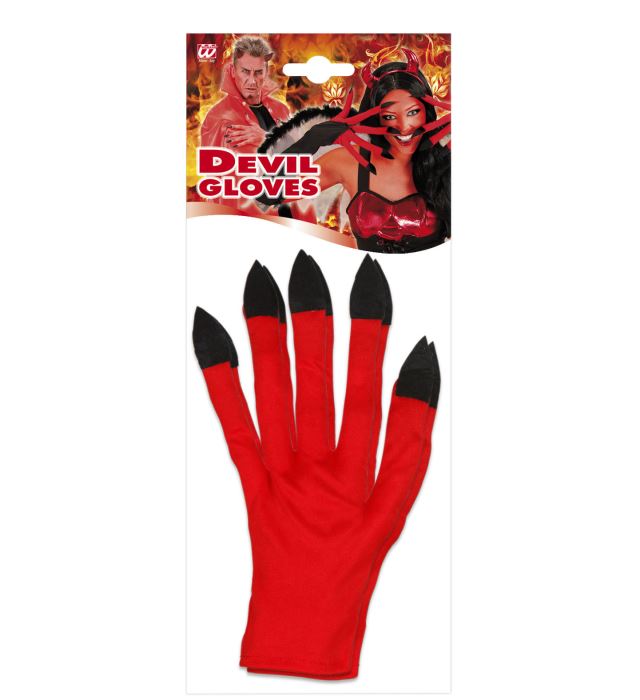 Rote Teufel Handschuhe als Halloween- und Fasnachtskostümzubehör