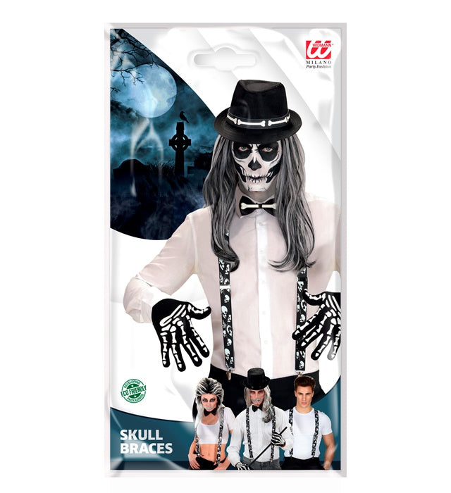 Totenkopf Hosenträger mit verstellbarer Länge für Fasnacht und Halloween
