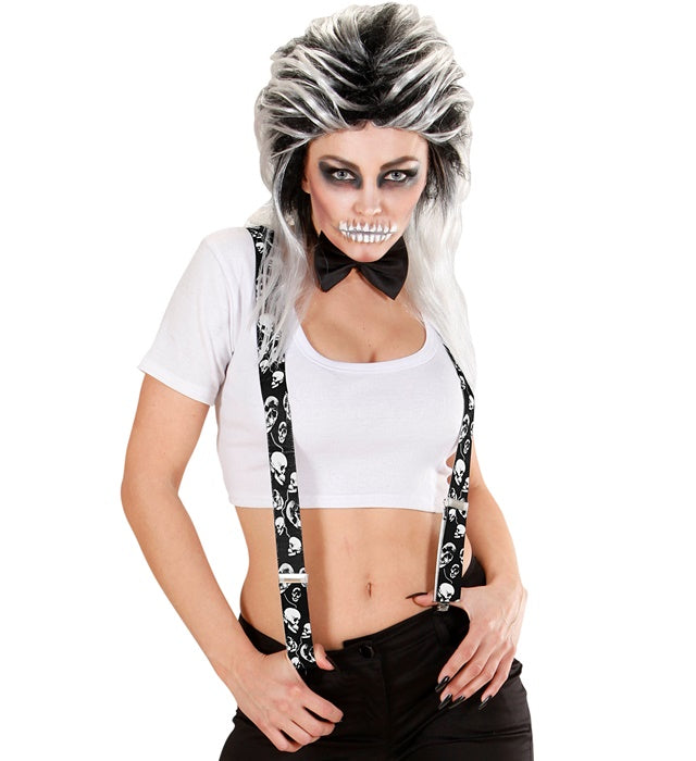 Totenkopf Hosenträger mit verstellbarer Länge für Fasnacht und Halloween