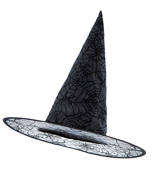Hexen Stirckhut mit Spinnennetz-Motiv für Halloween und Fasnacht