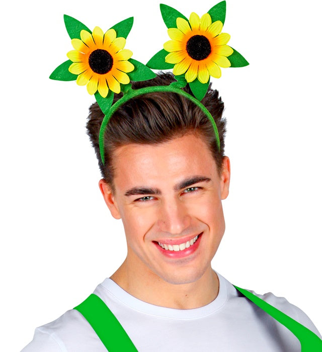 Haarreif mit großen gelben Sonnenblumen als fröhliches Kostümaccessoire