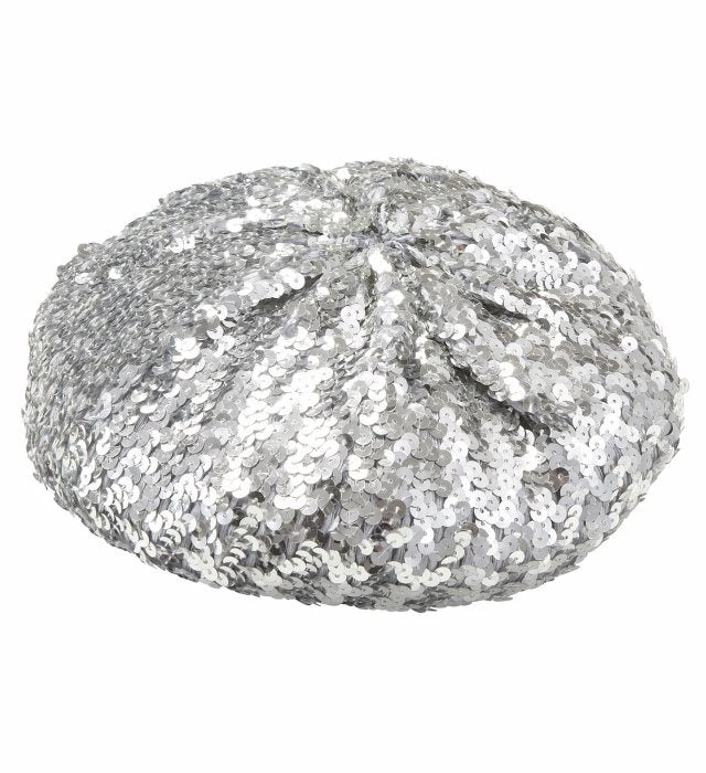 Silberne Baskenmütze mit glitzernden Pailletten als Fasnachts-Accessoire