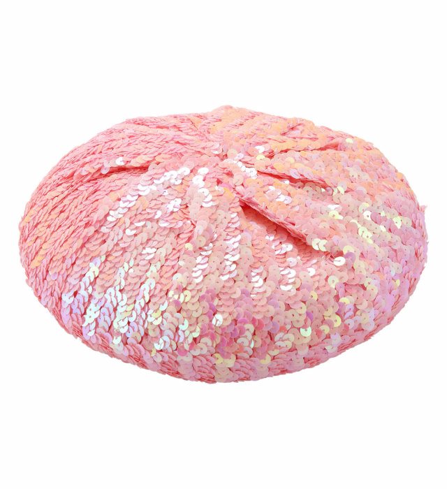 Rosa Baskenmütze mit Pailletten für Fasnacht und Karneval