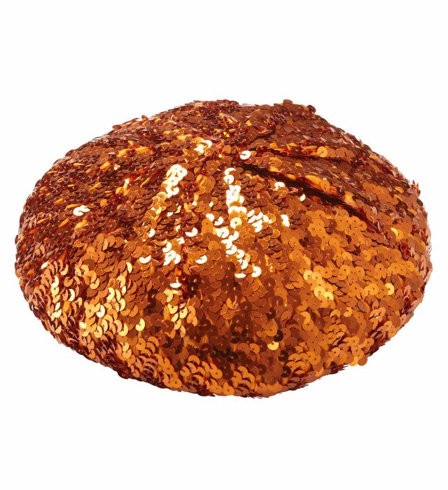 Kupferfarbene Pailletten Baskenmütze für Fasnacht und Karneval