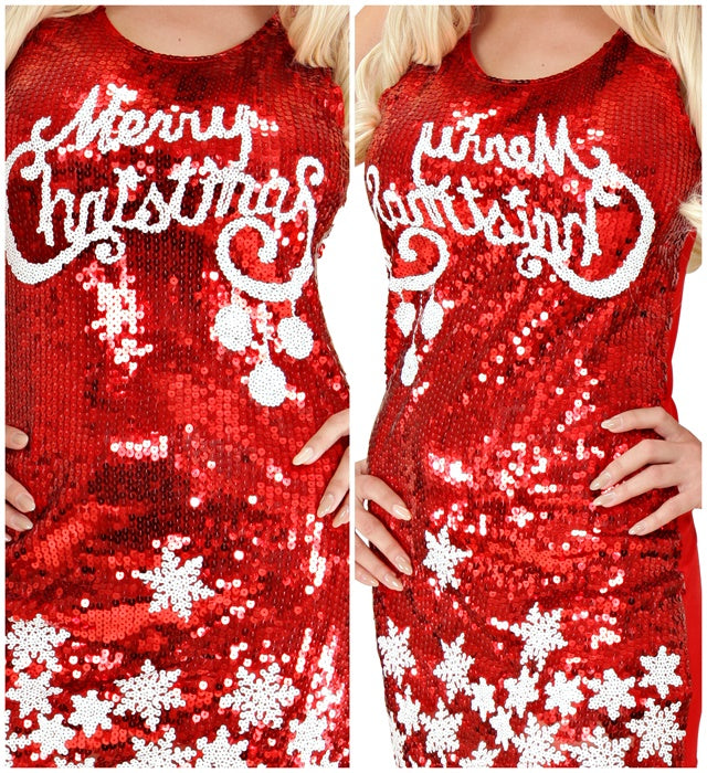 Pailettenkleid Merry Christmas mit glitzernden Pailletten in festlichem Design