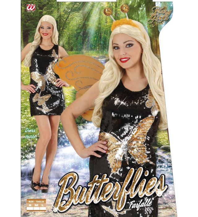 Paillettenkleid mit Schmetterlingsmotiv für Fasnacht und Karneval