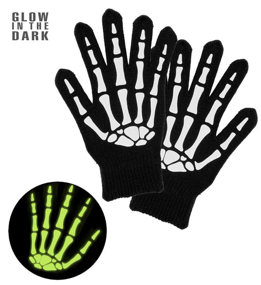 Leuchtende Skelett-Handschuhe aus Wolle, die im Dunkeln leuchten